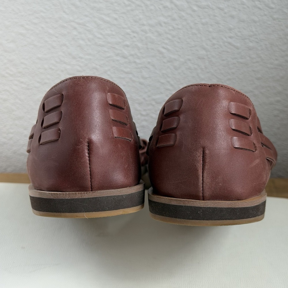 Women's Quince 100% Leather Huarache Flat In Color Brandy Size 9 - Picture 4 of 7